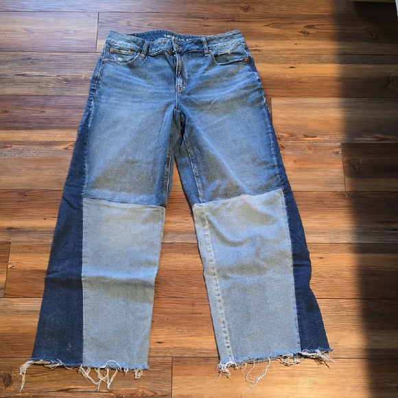 American Eagle Outfitters Denim - American Eagle Patchwork Low-Rise Wide Leg Baggy Jean,  4 Regular